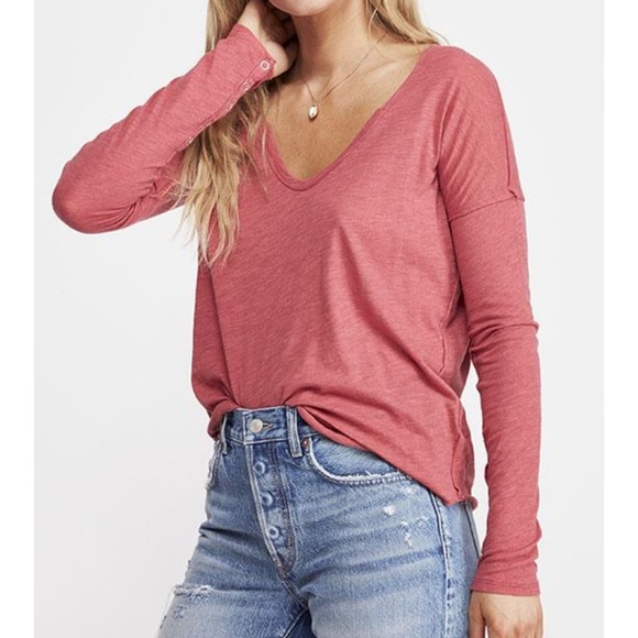 Free People Tops - Free people Sienna pink coral long sleeve tee